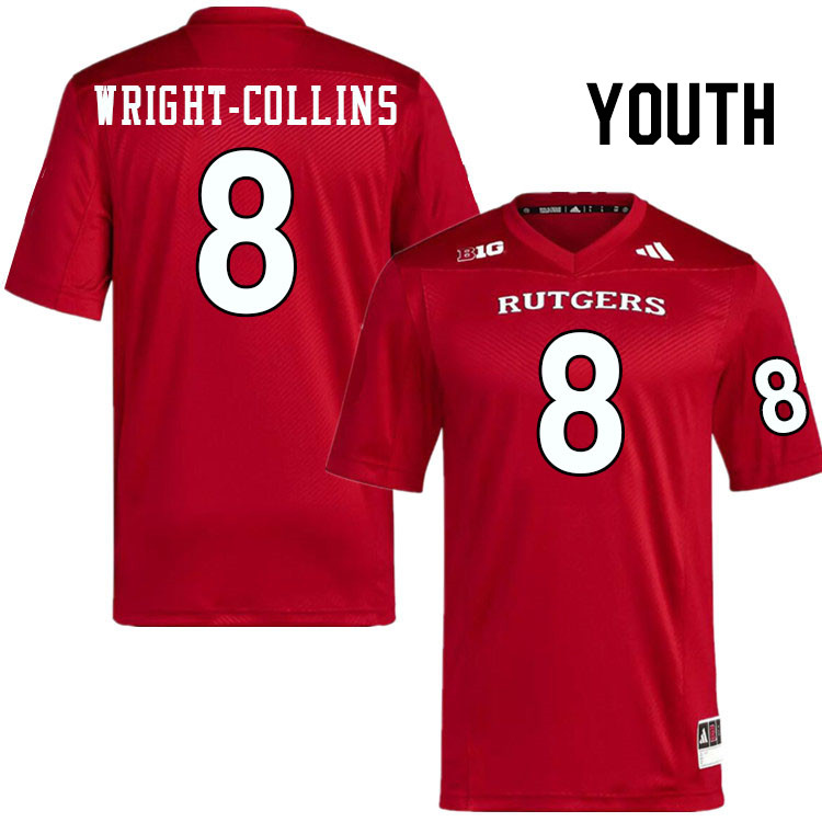 Youth #8 Jamier Wright-Collins Rutgers Scarlet Knights 2024 College Football Jerseys Stitched-Scarle